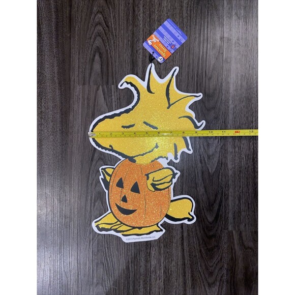 Peanuts Halloween 15" Decoration Window Die Cut 3pc Set Glitter Snoopy NWT / NOS - Picture 12 of 14